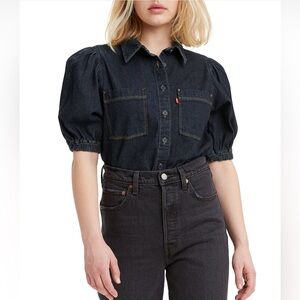 Levi's women  Dark Blue Denim Button-Up Shirt